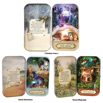 

1set House Wooden Miniature Doll House Box DIY Cottage Handmade Assembled Model Model House Toy Furniture Dollhouse for Birthday