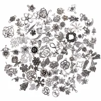 100 Pcs/Set Lots Tibetan Silver Plated Mixed Styles Charms Pendants DIY Jewelry for Necklace Bracelet Making Accessaries #264833