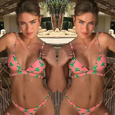 

2017 Sexy Women printed trees Push-up Bikini Set low waist Bandage Swimsuit Swimwear Beachwear bathing Suit biquini