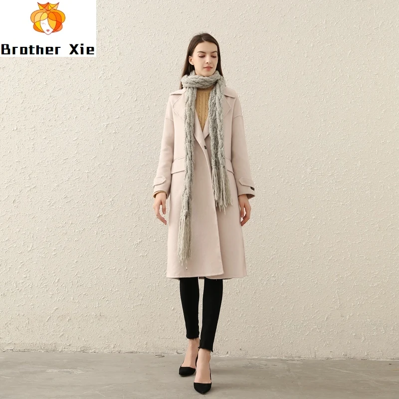 

2020 new winter double-sided cashmere coat whom brought han edition show thin coat loose fashion long suit