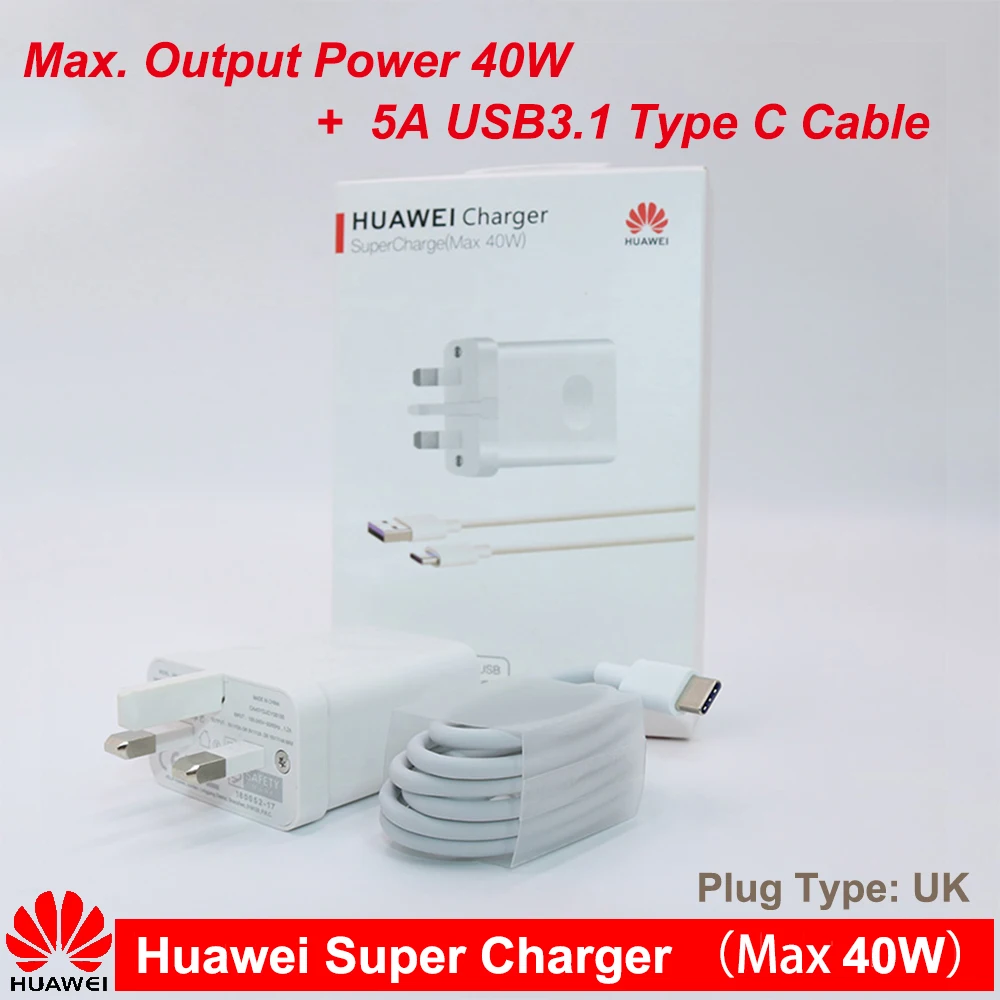 Huawei p40 lite зарядное устройство 40 Вт суперзарядка Оригинал 10V4A быстрое адаптер для