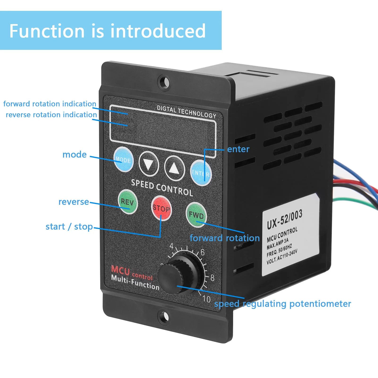 Multifunctional 400W AC220V Motor Speed Controller Motorspeed Regulator Controller Display Rate Target Value Settable