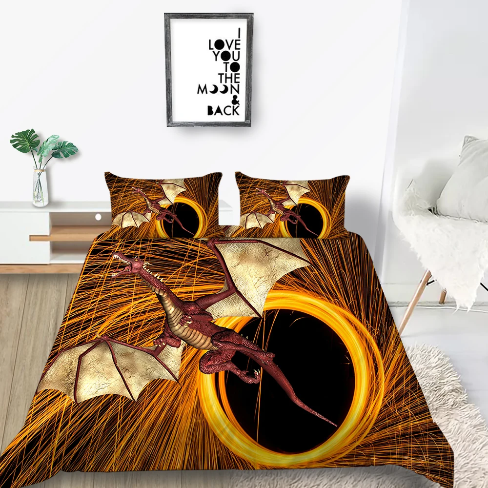 Комплект постельного белья королевского размера Дракон таинственный модный