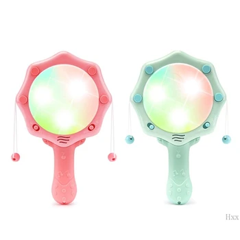 

New Baby Musical Rattles Drum Infants Electronic Light up Drum Dynamic Rhythm Stick Gifts for Toddlers Newborns