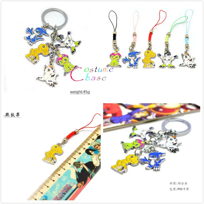 Брелок фигурка аниме Digimon Приключения брелок 5 в 1 комплект металлические