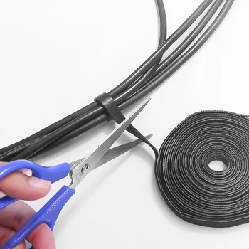 

Black Velcro Nylon Cable Organizer Free Cut /strong Adhesion/reuse /Universal Computer Accesseries For Cable Collection