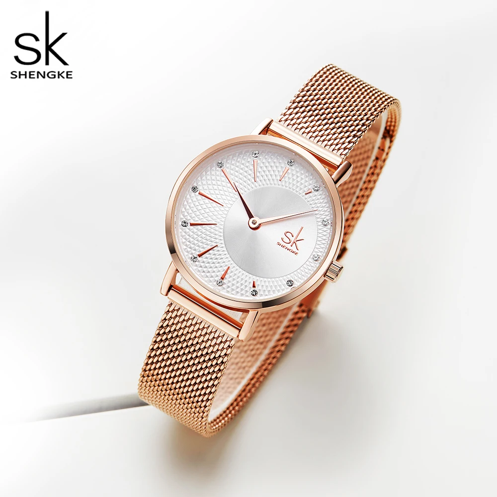 Buy Now Shengke Quartz Watch Women Mesh Stainless Steel Watchband Casual Wristwatch Japan Movement Bayan Kol Saati Reloj Mujer 2020
