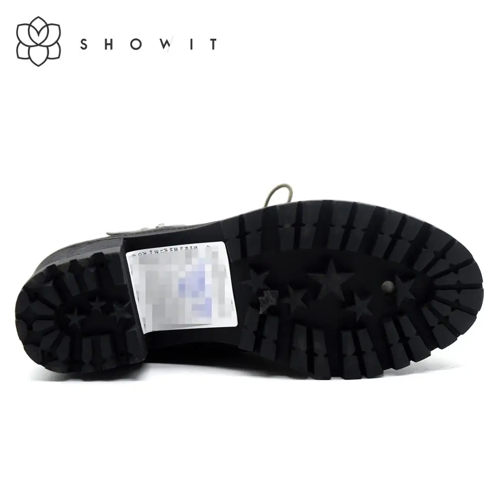 SHOWIT/ г.; зимние Ботинки martin; женская обувь на высоком толстом каблуке с подковкой; на молнии; с пряжкой; на шнуровке; из водонепроницаемого материала