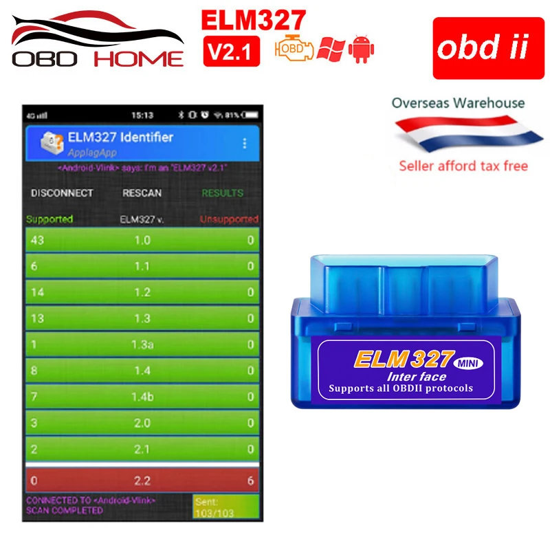 Super Mini ELM327 V2.1 V1.5 OBD2 автомобильный диагностический инструмент ELM 327 считыватель