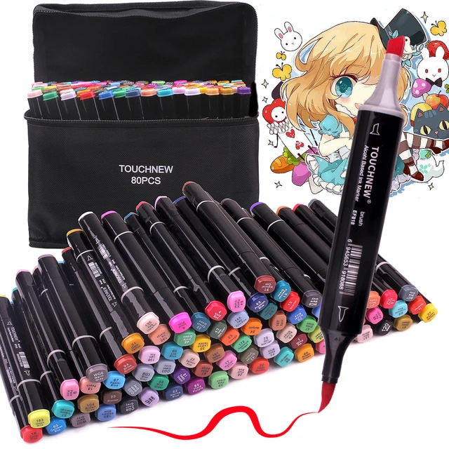 TOUCHNEW Marker 12/30/60/80/168 Colors Soft Brush Markers Pen Sketch Drawing  Markers Set
