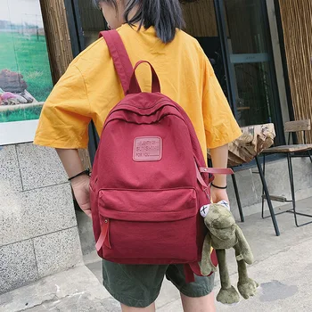 

Simple Fashion Large-capacity Travel Backpack Solid Color Female Cute Pendant Student Schoolbag Male Laptop Bag