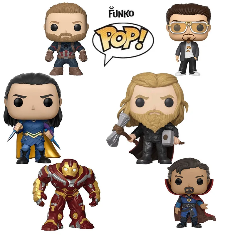 Funko pop Marvel Мстители Железный человек Капитан Америка бог грома Тор Человек-паук Фигурки Коллекционная модель игрушки для детей