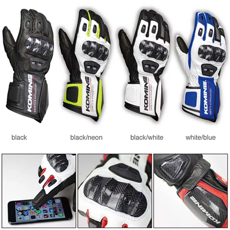 Komine GK 198 Carbon Glove Locomotive MTB Bike Off-road Motocross Mountain Bicycle Leather Gloves