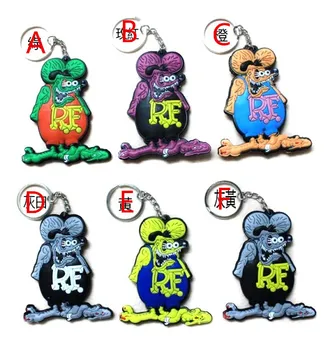 

1PC RF ratfink rat fink mooneyes mouse pvc plastic keychains keychain for men wholesale