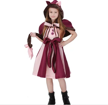 

Alice Sweet Lolita Palace Princes Smiley cat Dresses With Cloak For Girls Halloween Cosplay Costume 4PCS Polyester Clothing ZL45
