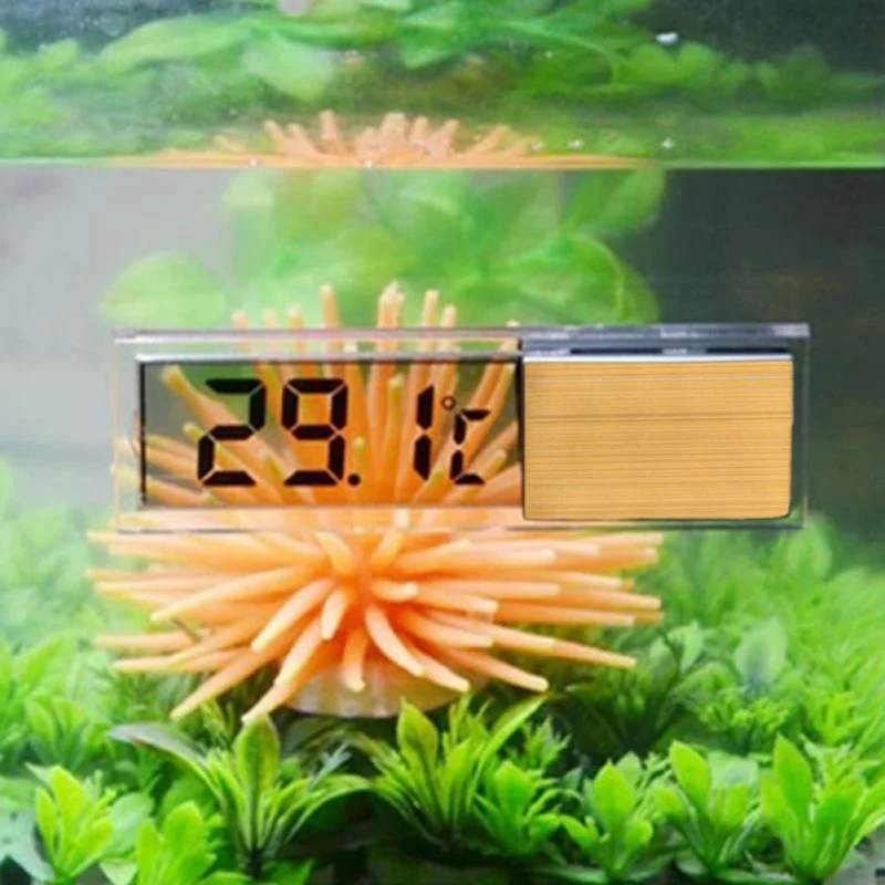 Plastic Metal 3D Digital Electronic Aquarium Thermometer Fish Tank Temp Meter Gold Silver Induction Type Fish Tank Thermometer