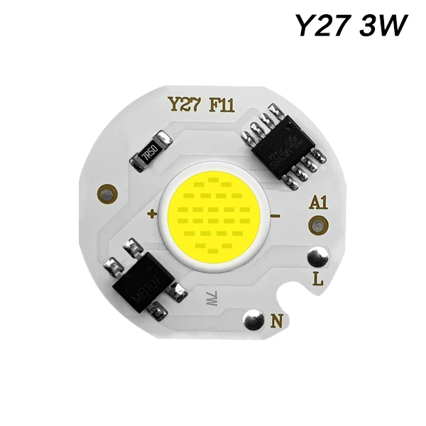 COB светодиодный чип 220 В, 50 Вт, 20 Вт, 30 Вт, 10 Вт, 3 Вт, 5 Вт, 7 Вт, 9 Вт, без необходимости драйвера, COB чип, светодиодный светильник, умная IC DIY для прожектора - Испускаемый цвет: Y27 3w