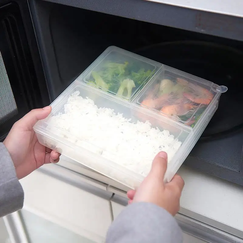 

Japanese Style Plastic Kitchen Storage Box Fresh Separation Of Anti - String Taste Lunch Boxes Microwave Oven Storage Boxes