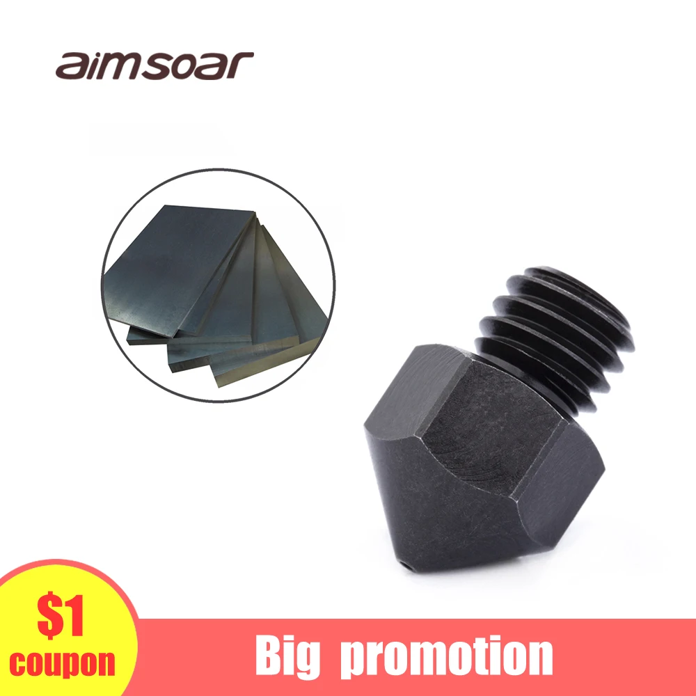 

hardened steel mk8 nozzle 3d printer 0.4 3d print parts die steel 0.2mm 0.4mm 0.6mm 0.8mm aimsoar bullet series nozzles