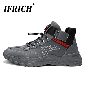 

Spring Trend Young Boy Casual Footwear High Top Walking Shoes For Men Gray Youth Leather Casual Shoe Wearable Brand Mens Shoes
