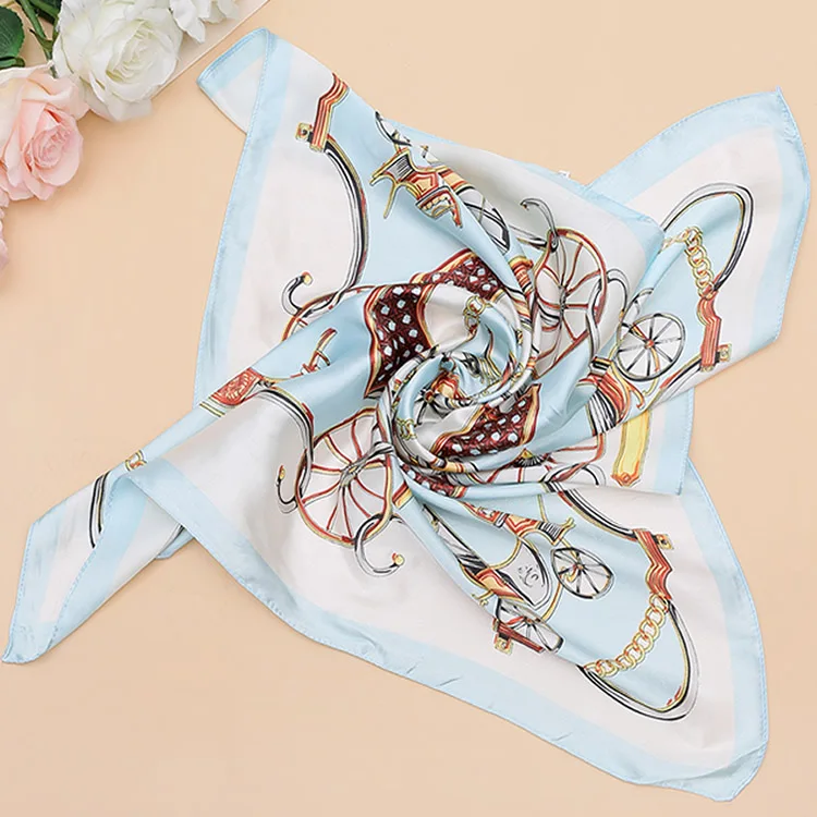 4lightblue Женский квадратный шарф 60x60 см цветочный принт шелковые шарфы платок - Цвет: 4lightblue