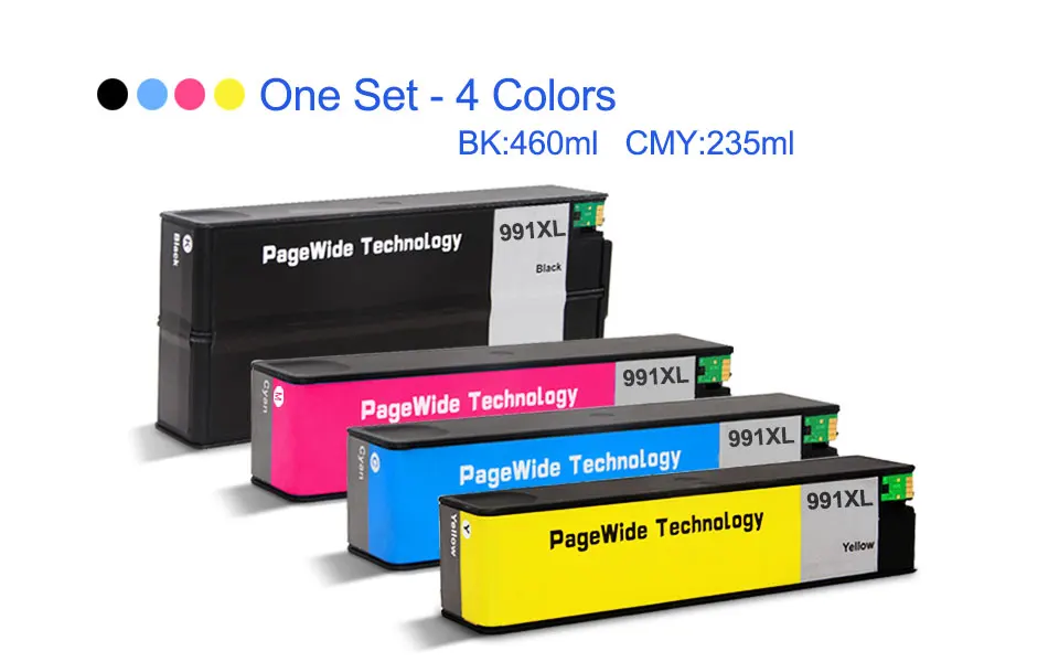 One Set - 4 PCS Третьи вечерние 991 для hp 991 XL Восстановленный картридж для hp PageWide color 755dn 774dn/s 750dn/dw 772dn/dw 777z/zs принтера - Цвет: One Set - 4 PCS