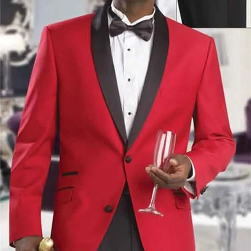 

Classice Design Red Men Suit Groomsmen Best Men Wedding Tuxedos 2019 Tailored Prom Party Suits Vestidos (Jacket+Pants+Bow Tie)