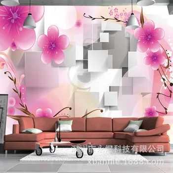 

Pink Peach Blossom 3D Wallpaper Seamless Large Wall Clubhouse Foot Bath Theme