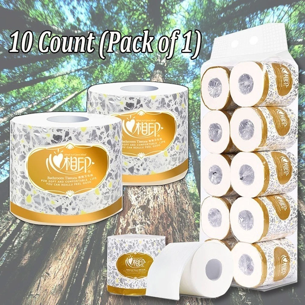 

Xin Xiang Yin 10 Rolls 3 Layers Roll Toilet Paper Bathroom Paper Tissue Rolling Paper Superior Grade Soft Thick Native Wood Pulp