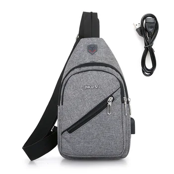 

Unisex External USB Charge Chest Bags Male Men Chest Waist Pack Antitheft Travel Crossbody Bags For Men Sling Shoulder Bag