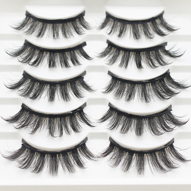 Fake Eyelashes AILEISHI 5 Pairs 3D Magnetic Eyelashes Magnet Eyeliner Handmade Fake lashes Waterproof Liquid Long Lasting Eyelashes Set Makeup