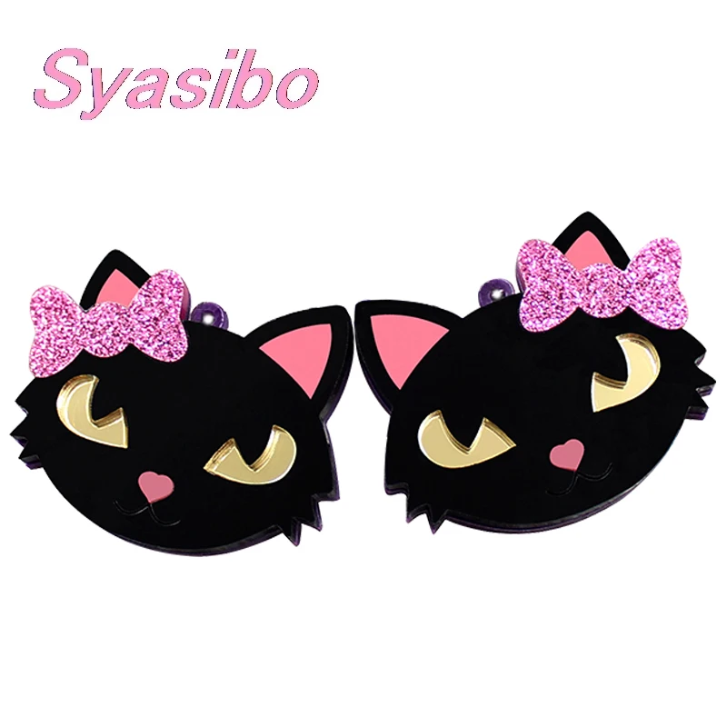 (1 пара) искусственная акриловая голова кота на Хэллоуин для сережек черная кошка