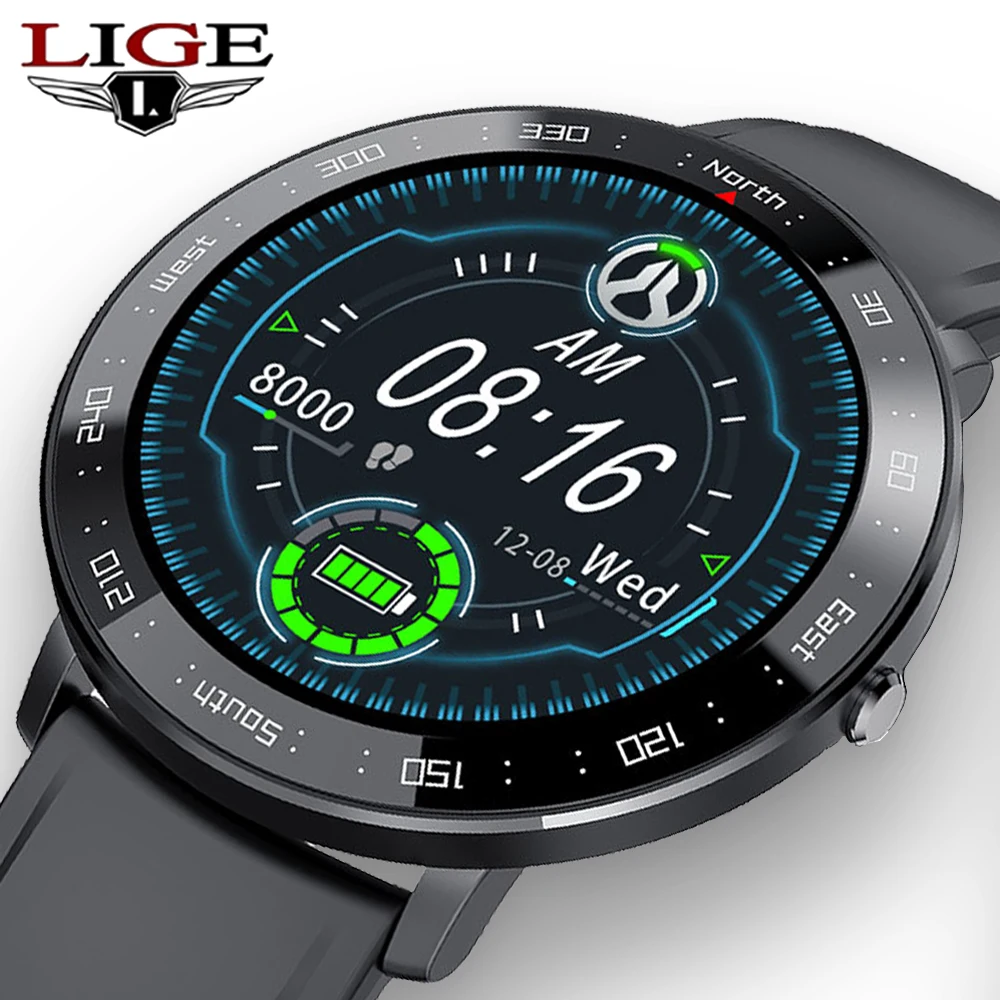 LIGE New Smart watch Men waterproof 1.3 Full touch