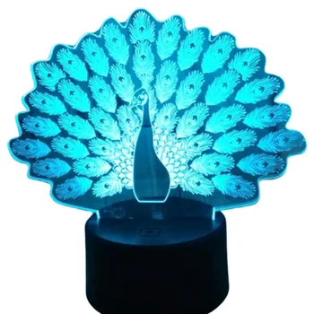

Peafowl 3D LED Night Light 7 Color Changing Animal Table Lamp Home Decor Gifts