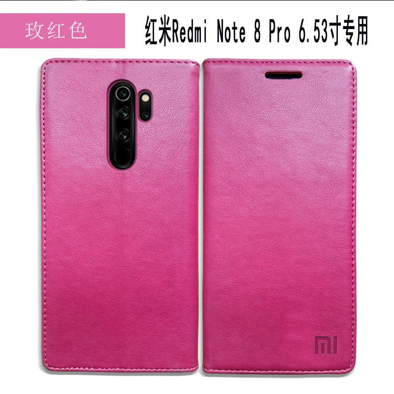 Для Xiaomi Redmi Note 8 Pro Чехол для телефона чехол из натуральной кожи Защитная сумка для телефона флип-чехол для Xiaomi Redmi Note 8 чехол s - Цвет: Rose Red