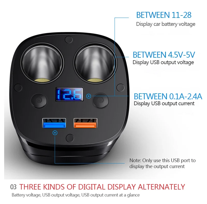 Автомобильный прикуриватель 2 USB 12 V-24 V переключатель зарядная розетка разветвитель напряжения светодиодный переходник Электрический универсальный авто аксессуары