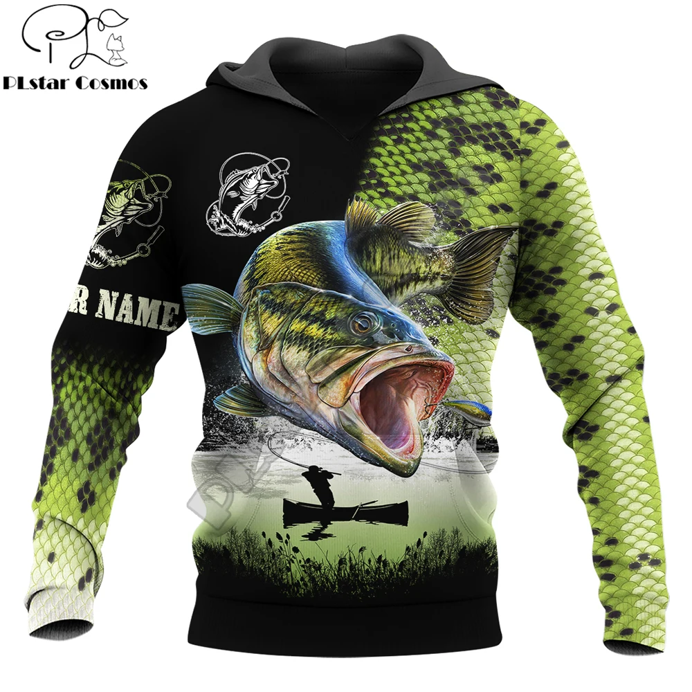 Bass Fishing Custom Name 3d Printed Mens Hoodie Unisex Hoodies