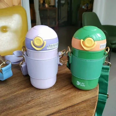 340 Ml 304 Rozsdamentes Acél Szalma Vákuum Lombik Hordozható Átlósan Divatos Kreatív Hallgatói Gyerekek C - Image 2