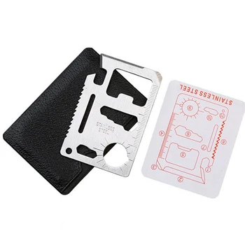 

200pcs / lot card tool multipurpose swiss pocket card credit card survival tool camping knife 11 in 1 with bottle opener