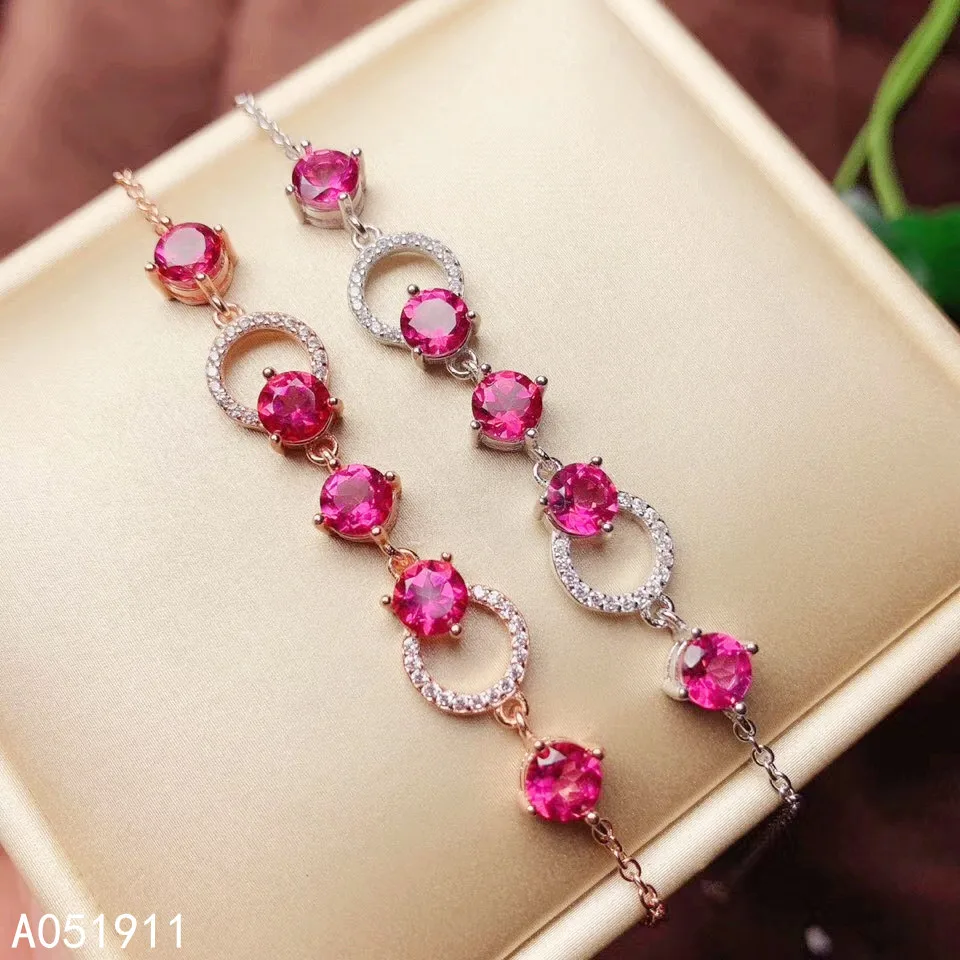 

KJJEAXCMY fine jewelry natural pink topaz 925 sterling silver new women hand bracelet support test luxury
