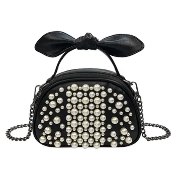 

Brand Pearl Bags Lady Beaded Shoulder Bag women party luxury brand Chain Shoulder Crossbody Handbags Bow diamonds Tote bag