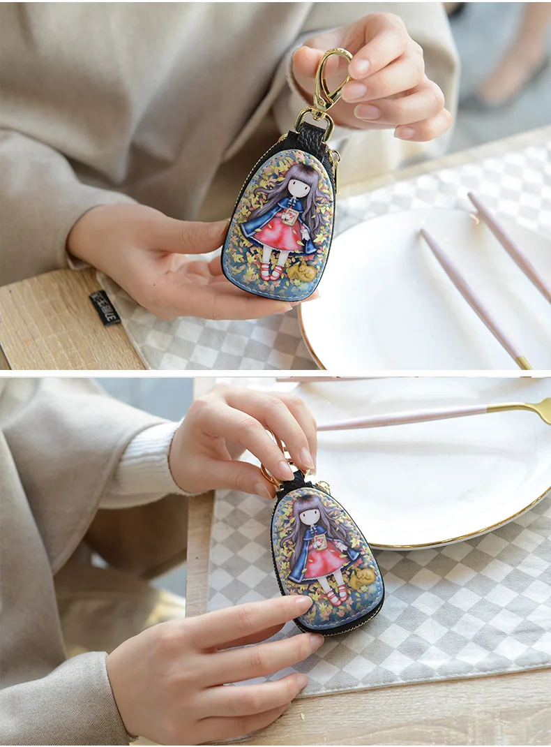 General car key case cartoon pattern protection cover men and women key case Porta Chaves Purse Porta Chave Funda Llave