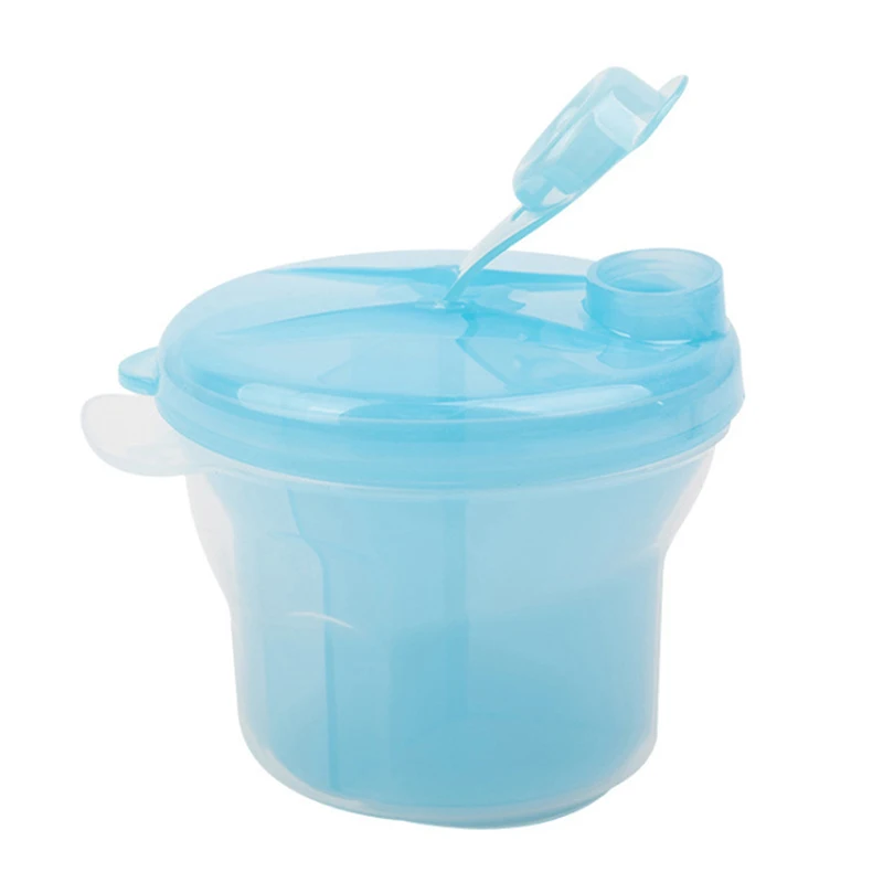 Детский портативный дозатор для молочного порошка, 3 слоя, вращающаяся коробка для хранения еды для малышей - Цвет: blue