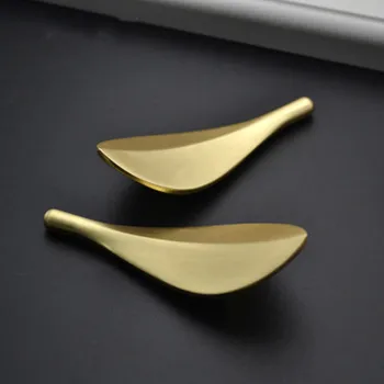 

modern simple fashion creative Leaves cabinet pull knob stain brass drawer cupboard dreser knob handle 32mm hole spitch