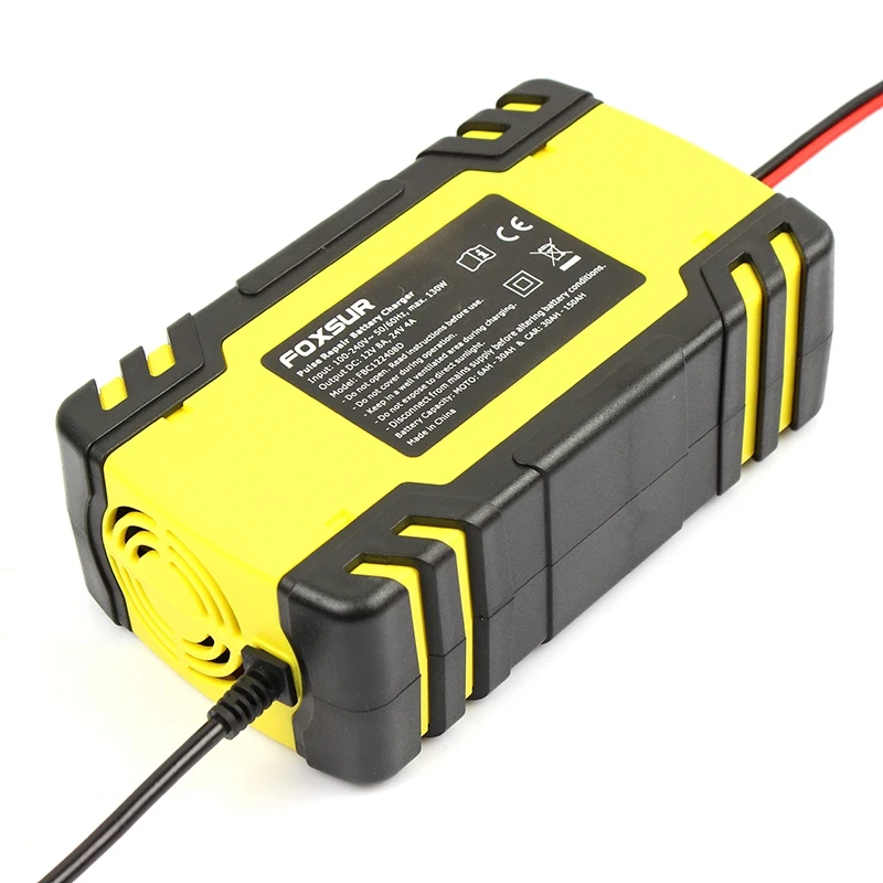 FFYY-Foxsur 12V 8A 24V 4A импульсный Ремонт зарядное устройство с ЖК-дисплеем, мотоцикл и автомобиль зарядное устройство, 12V 24V Agm гель влажный свинцово-кислотный