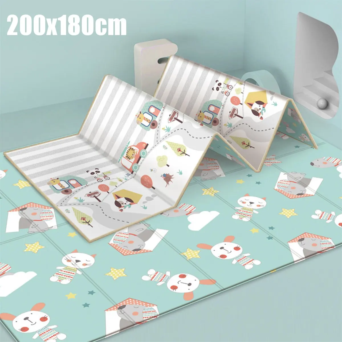 200x180 см мультяшный детский игровой коврик складной детский игровой коврик Водонепроницаемый LDPE детский коврик-пазл коврик детский коврик
