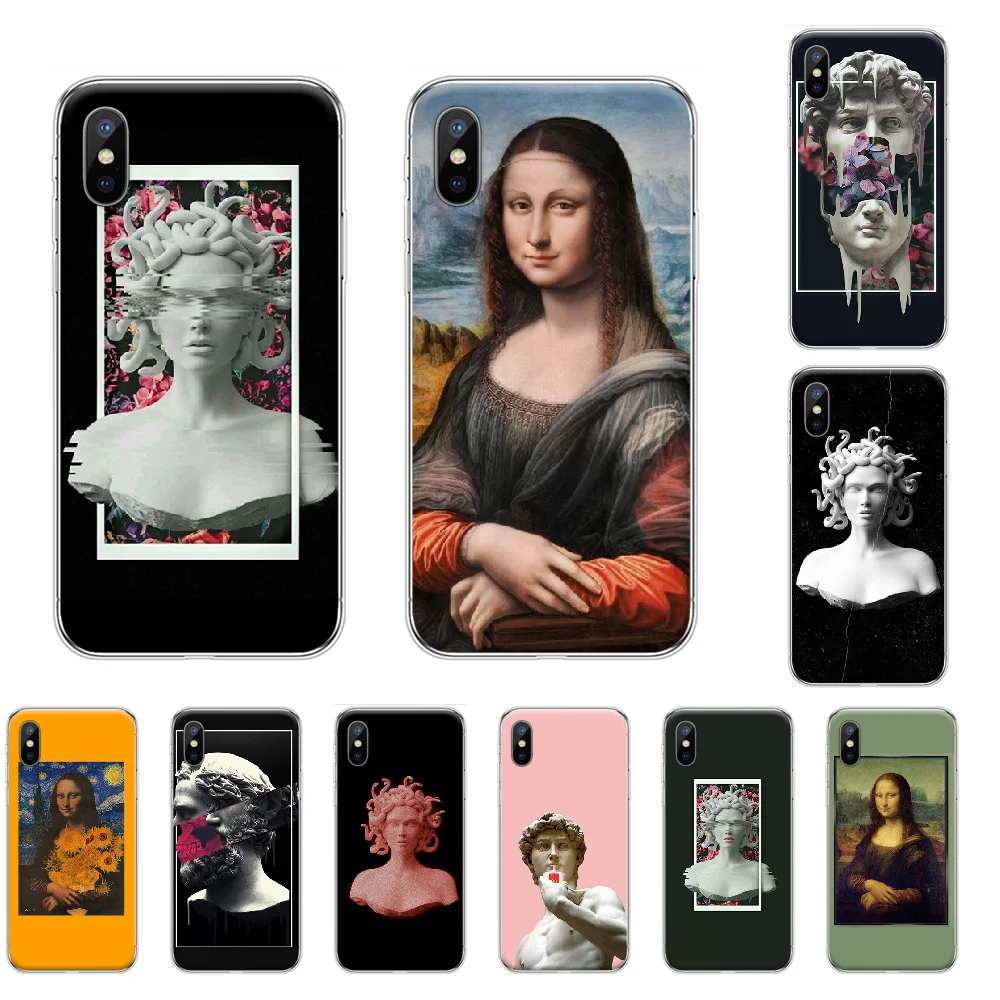 Medusa Mona Lisa David Art TPU black Phone Case Cover Hull For iphone 4 4s 5 5S SE 5C 6 6S 7 8 plus X XS XR 11 PRO MAX | Мобильные