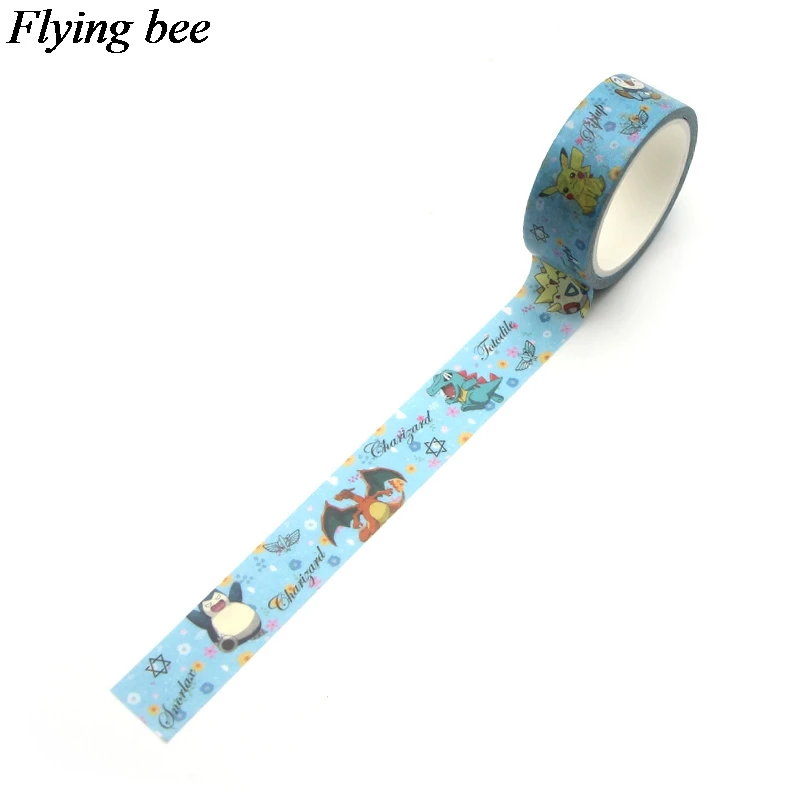 Flyingbee 4 шт./компл. с рисованным аниме, Творческая лента Cat клейкая лента с изображением милого монстра Бумага лента Washi забавные ленты лента Набор DIY подарки X0638