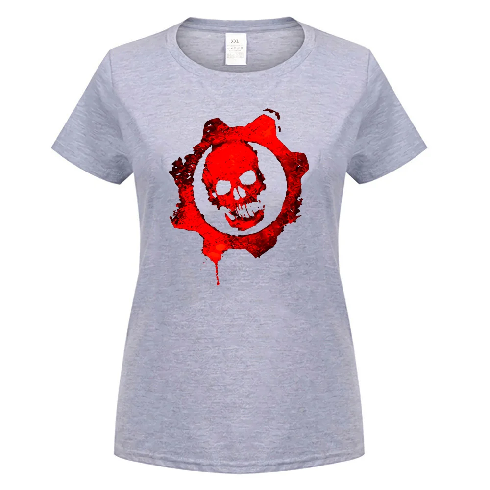 women gray Мужская винтажная футболка с логотипом Gears Of War, цвет: красный, черный, темно-синий, короткие мужские и женские топы в стиле Харадзюку, модная Классическая футболка - Цвет: women gray