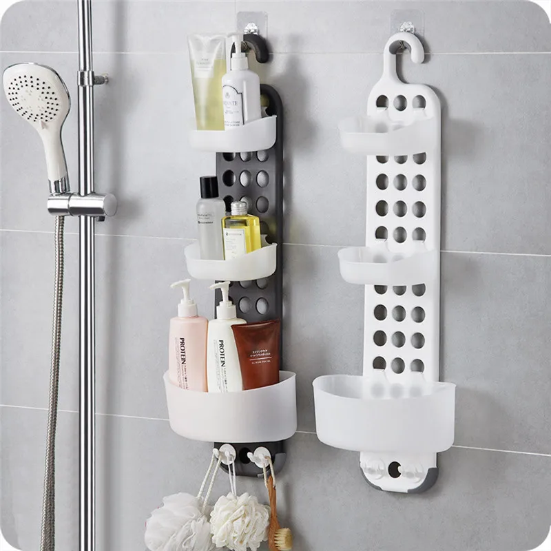Shelf Bathroom wall wash rack bathroom shower drain storage rack Supplies Storage Rack Plastic DIY Shower Organiser Holder Tidy